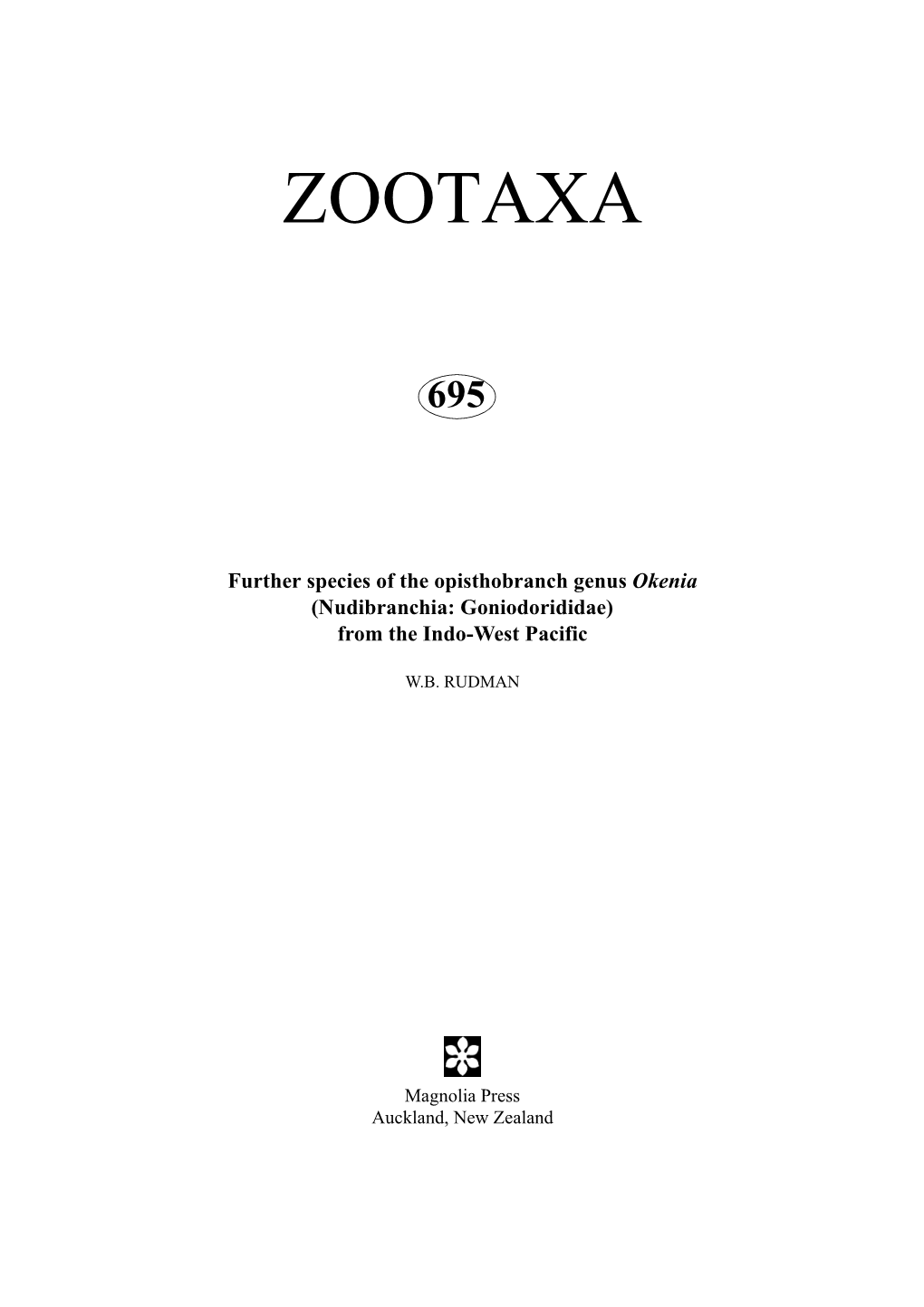 Zootaxa, Mollusca, Goniodorididae, Okenia