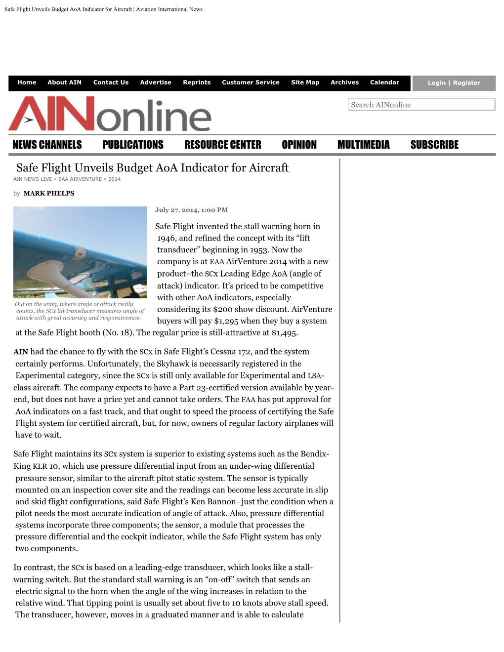 Safe Flight Unveils Budget Aoa Indicator for Aircraft | Aviation International News