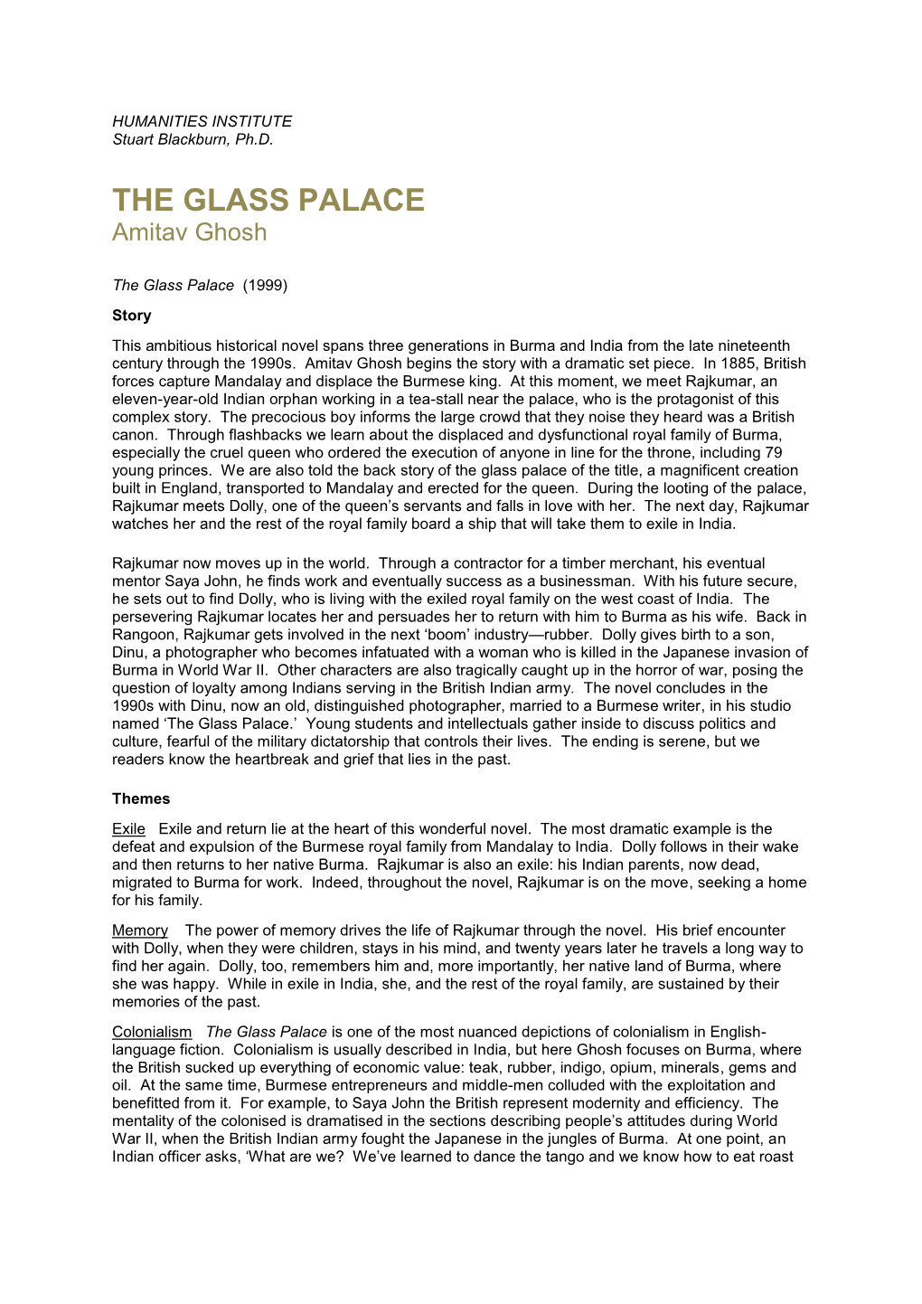 THE GLASS PALACE Amitav Ghosh