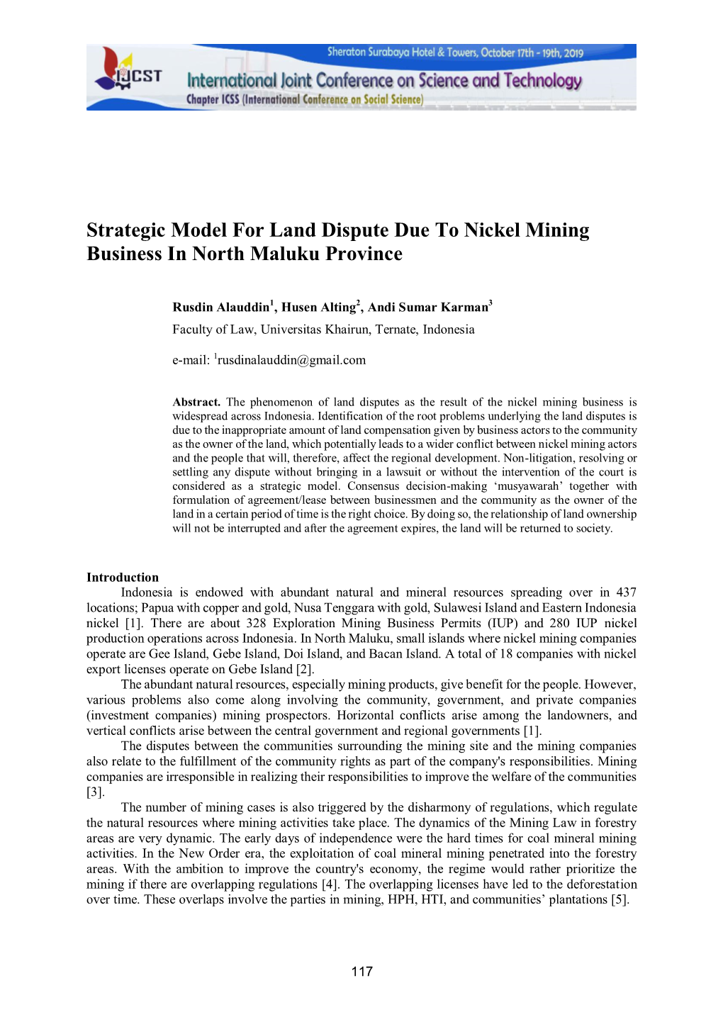 Strategic Model for Land Dispute Due to Nickel Mining Business in North Maluku Province