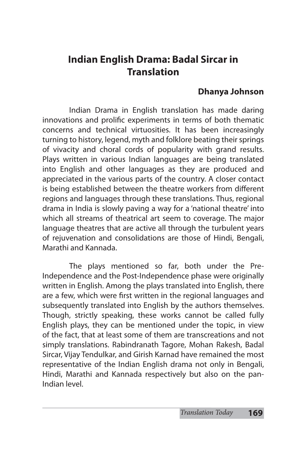 Indian English Drama: Badal Sircar in Translation