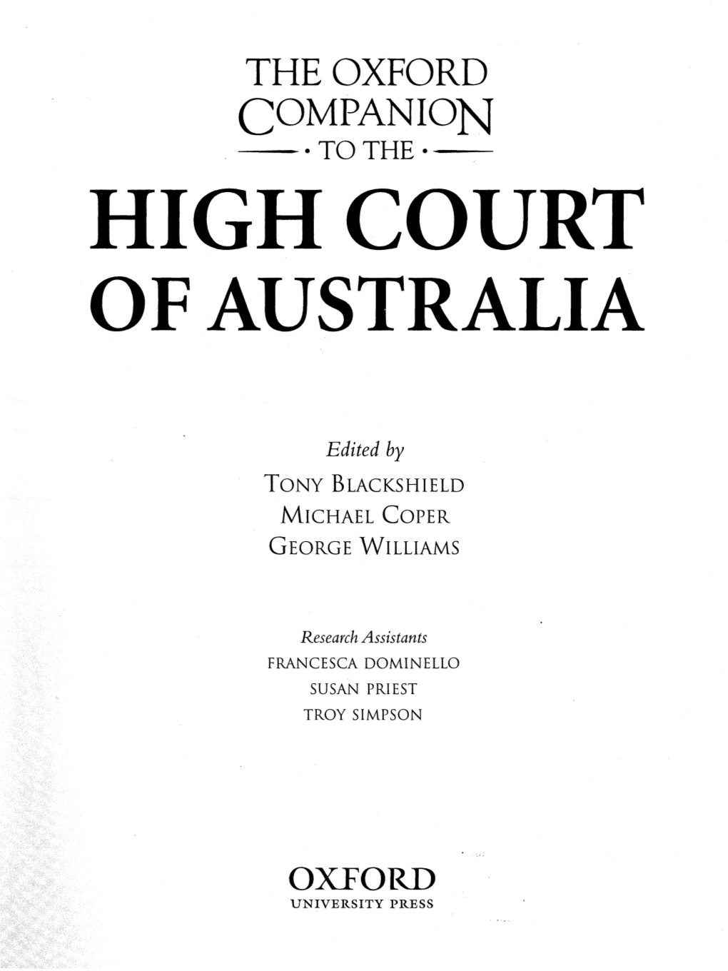 The Oxford Companion to the High Court of Australia: Seniority