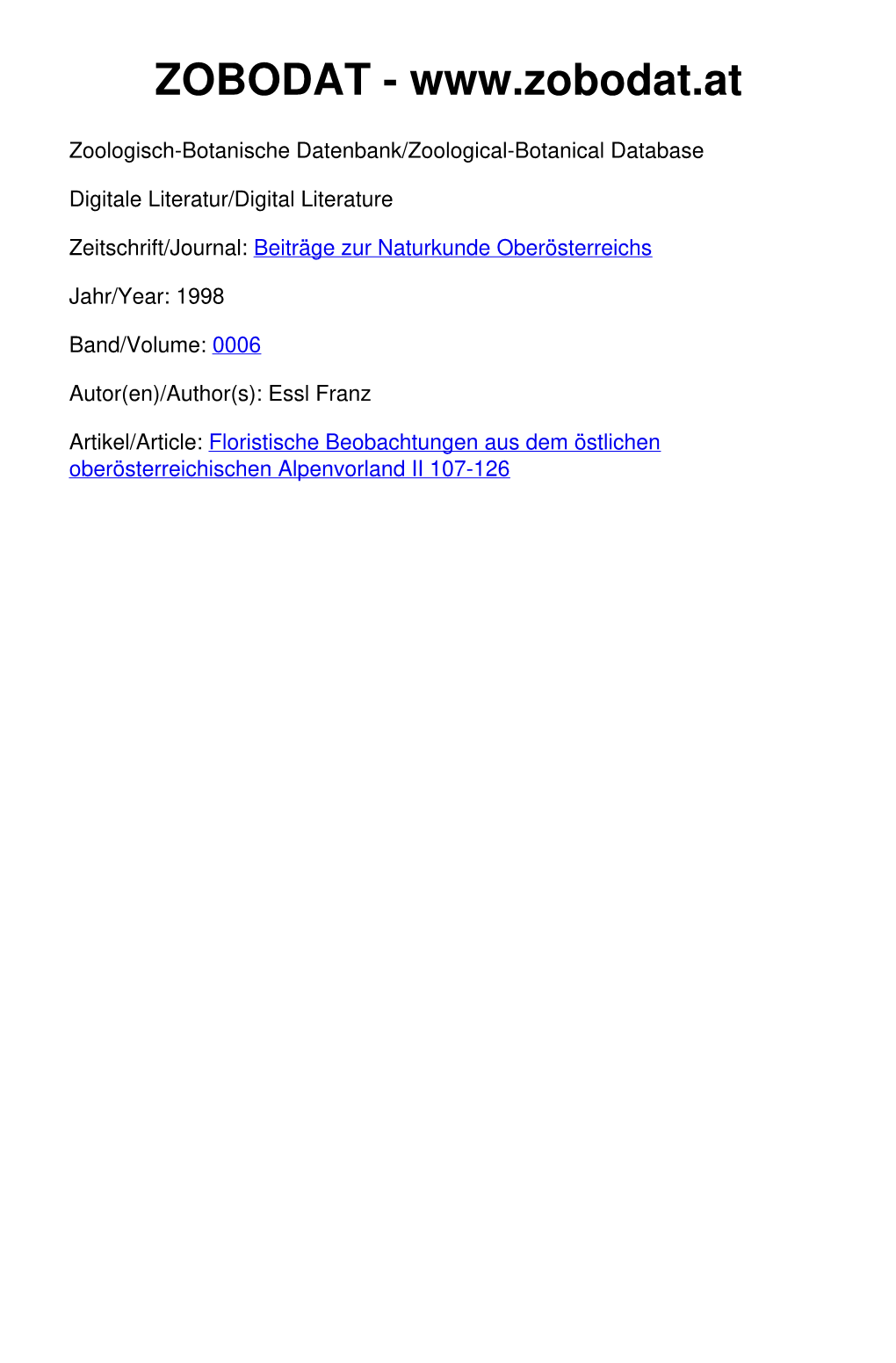 Floristische Beobachtungen Aus Dem Östlichen Oberösterreichischen Alpenvorland II 107-126 © Biologiezentrum Linz/Austria; Download Unter