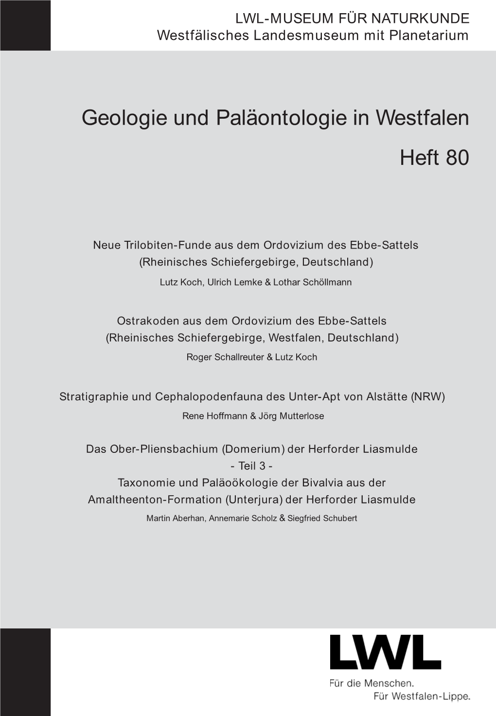 Geologie Und Paläontologie in Westfalen Heft 80