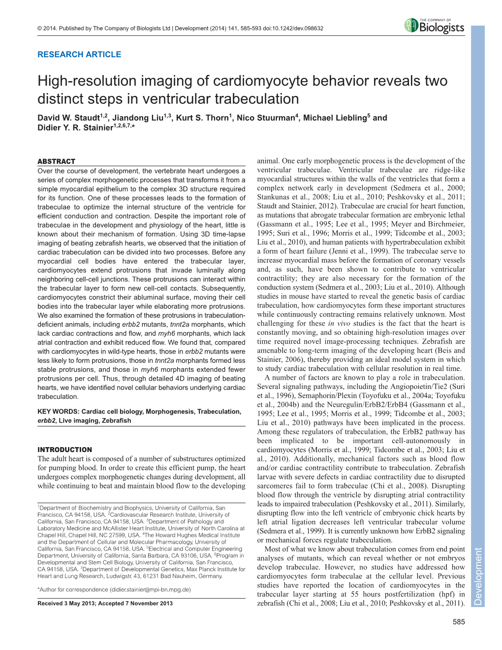 High-Resolution Imaging of Cardiomyocyte Behavior Reveals Two Distinct Steps in Ventricular Trabeculation David W