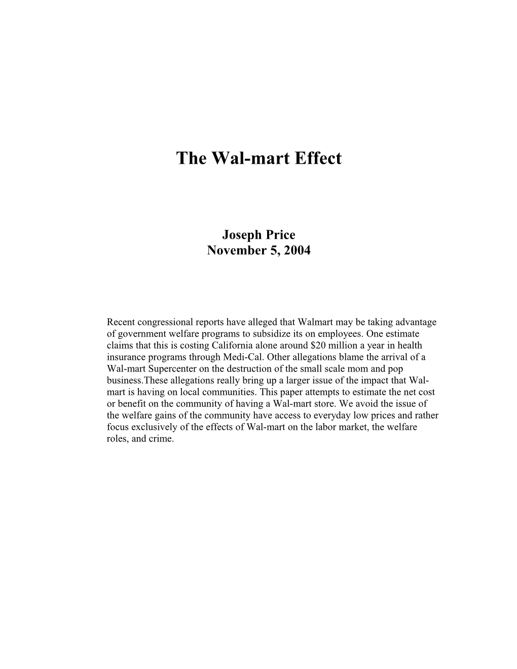 The Walmart Effect