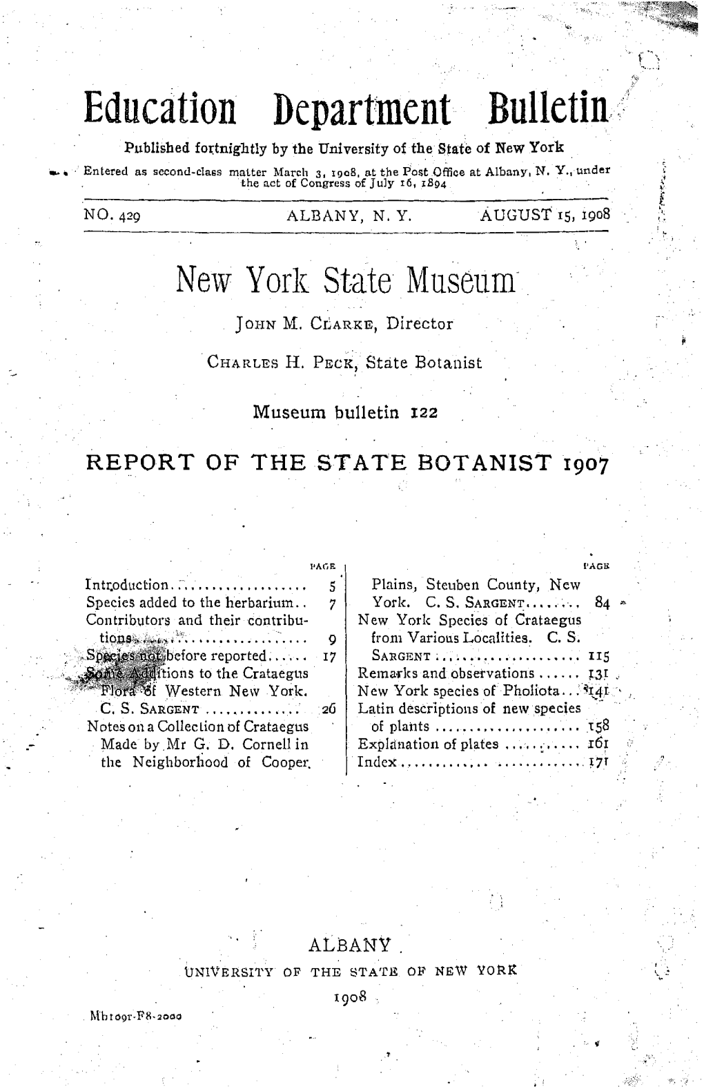 Report of the State Botanist 1907