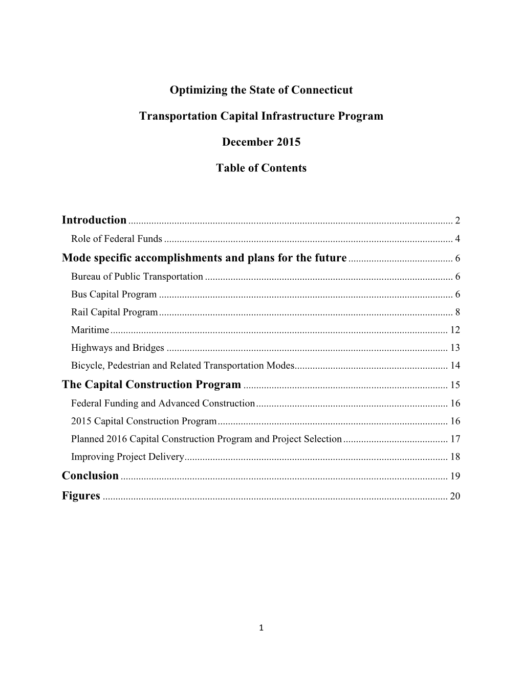 Transportation Infrastructure Capital Plan Report