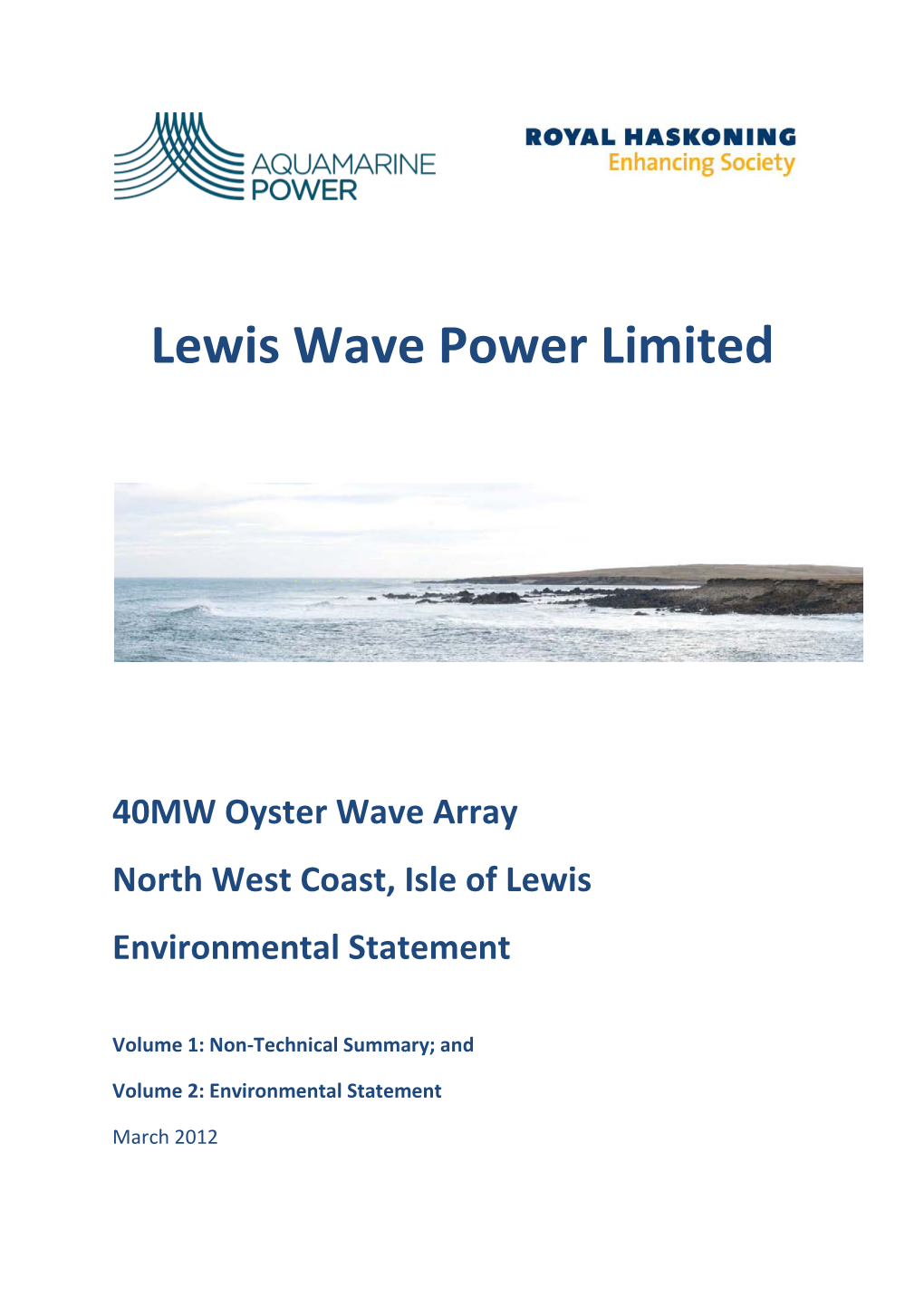 Lewis Wave Power 40MW Oyster Wave Array Environmental Statement