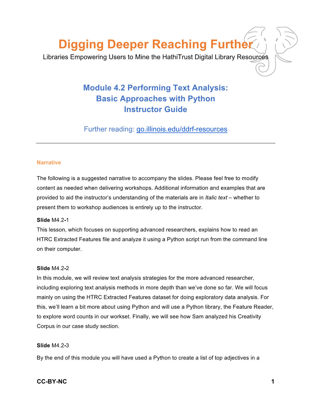 Module 4.2 Performing Text Analysis: Basic Approaches with Python Instructor Guide