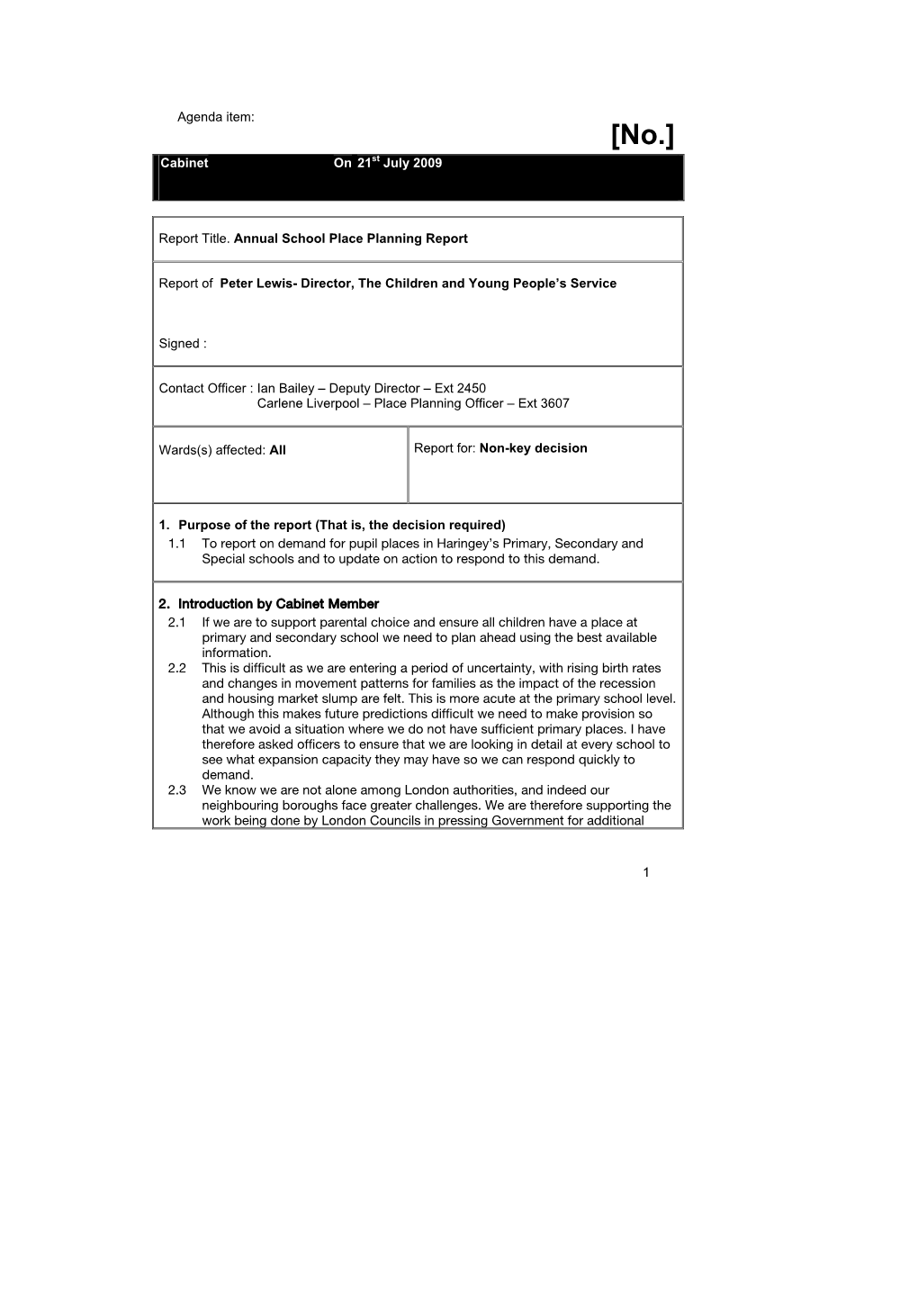 School Place Planning Report 2009 44