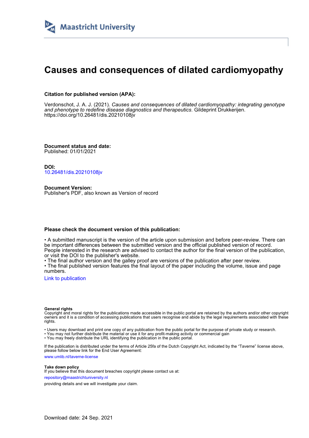 Causes and Consequences of Dilated Cardiomyopathy