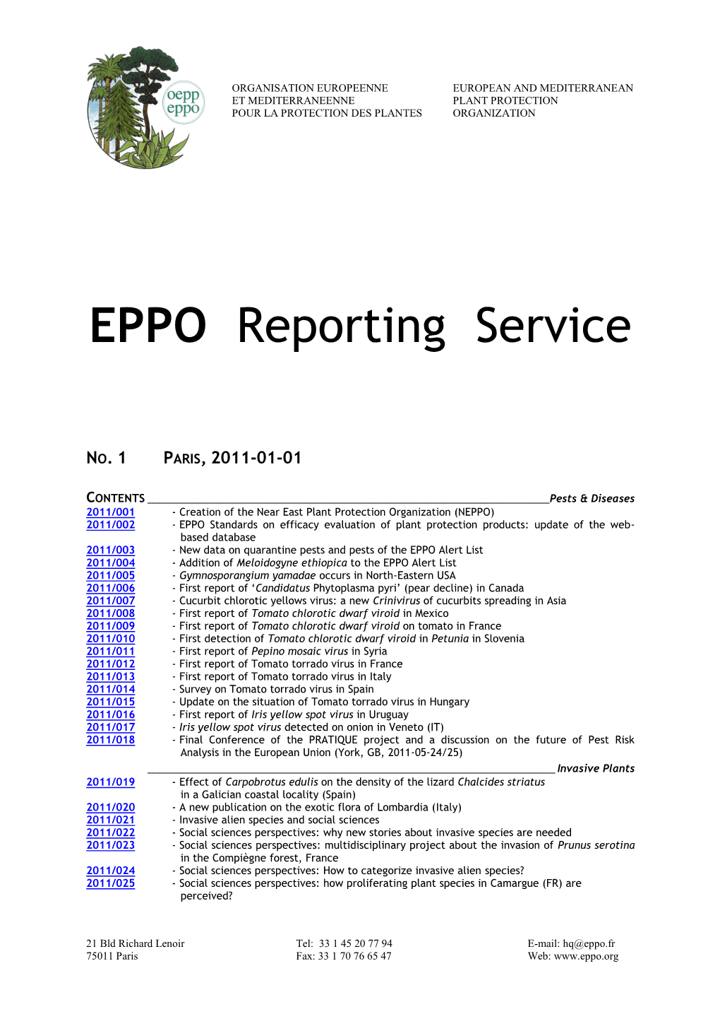 EPPO Reporting Service