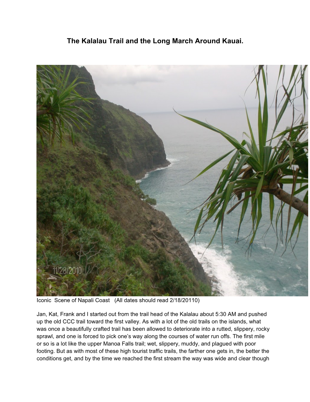 The Kalalau Trail and the Long March Around Kauai