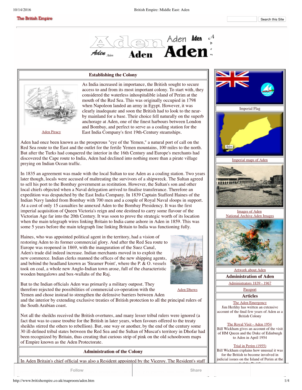 British Empire: Middle East: Aden