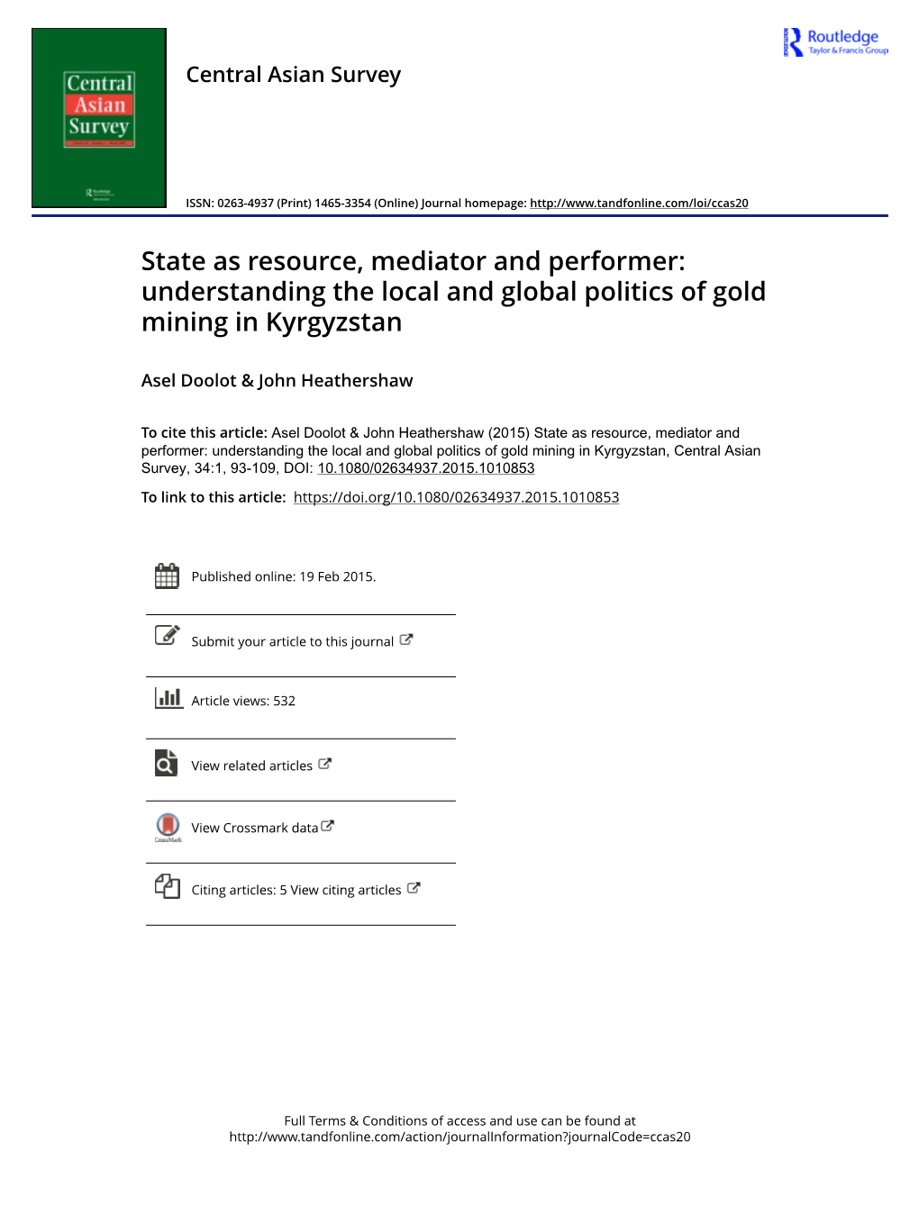 Understanding the Local and Global Politics of Gold Mining in Kyrgyzstan