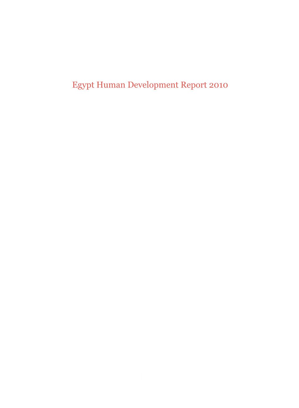 Egypt Human Development Report 2010