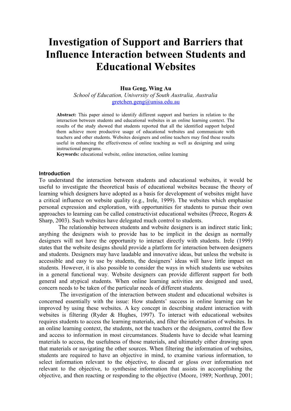 Investigation of Support and Barriers That Influence Interaction Between Students And