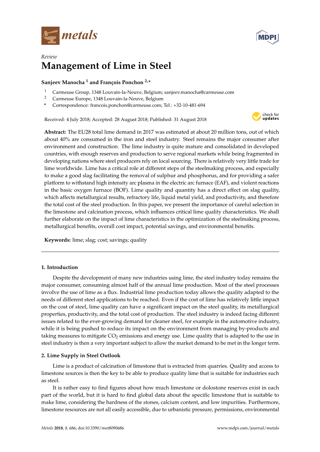 Management of Lime in Steel