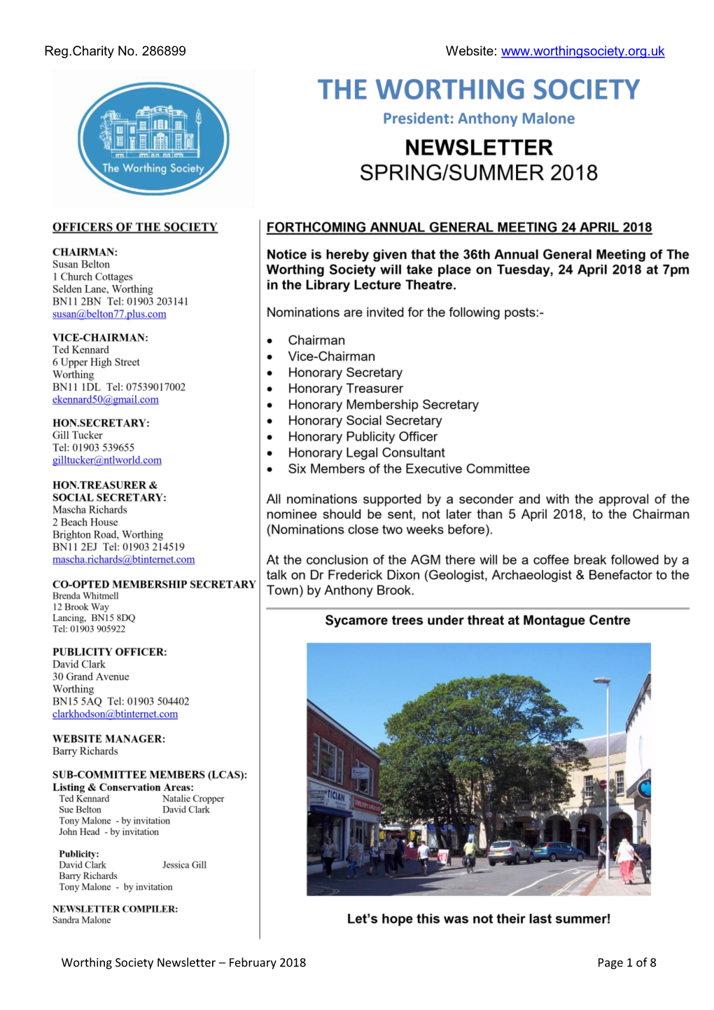 Worthing Society Newsletter – February 2018 Page 1 of 8 Reg