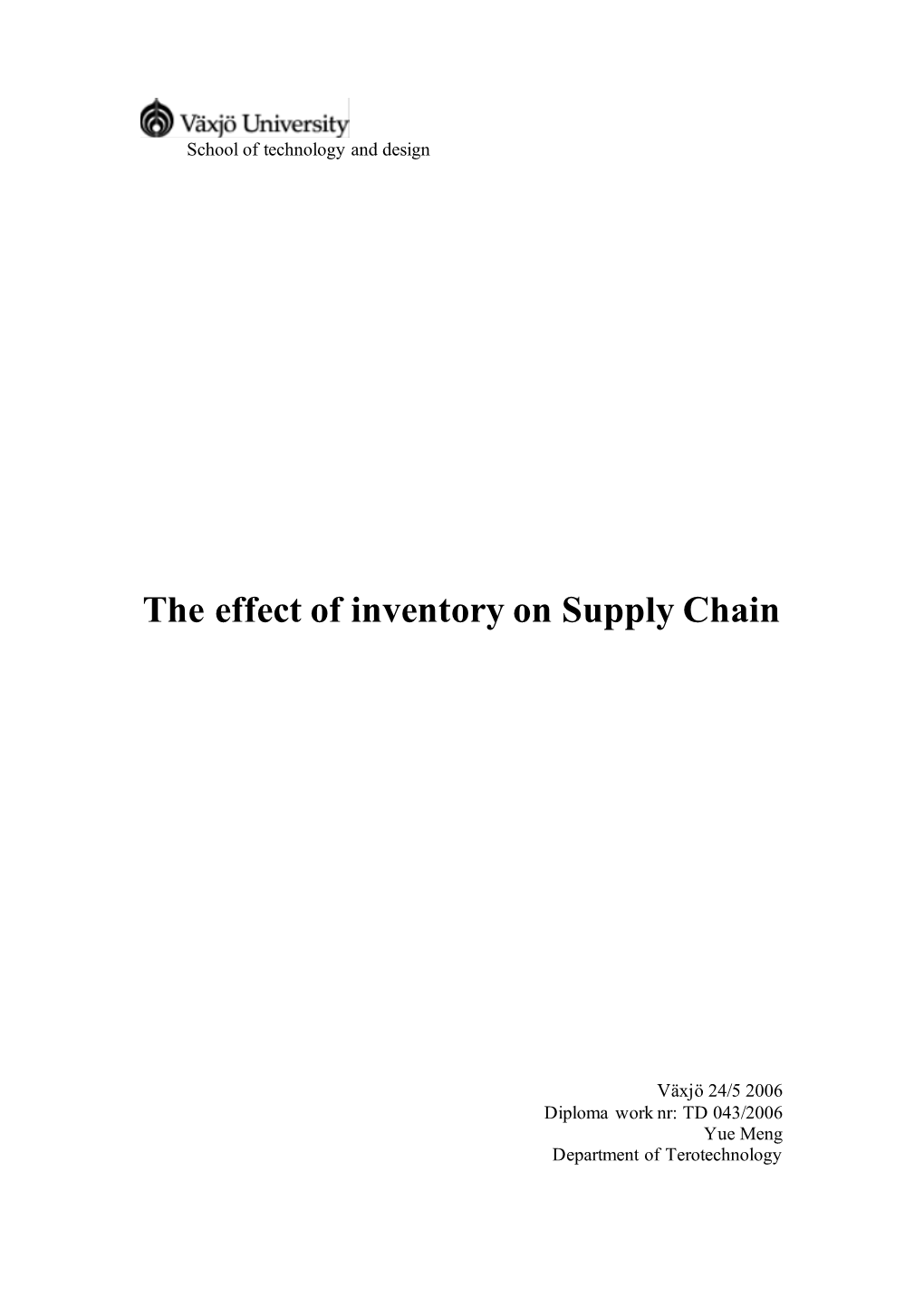 The Effect of Inventory on Supply Chain