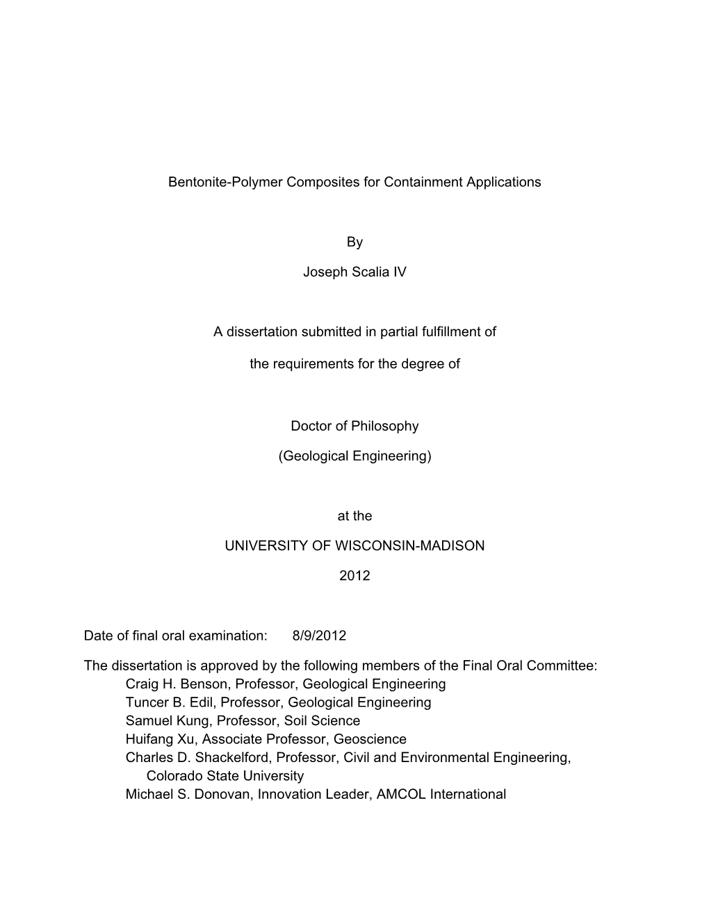 I Bentonite-Polymer Composites for Containment Applications By