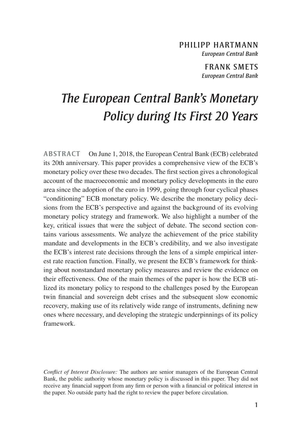 The European Central Bank's Monetary