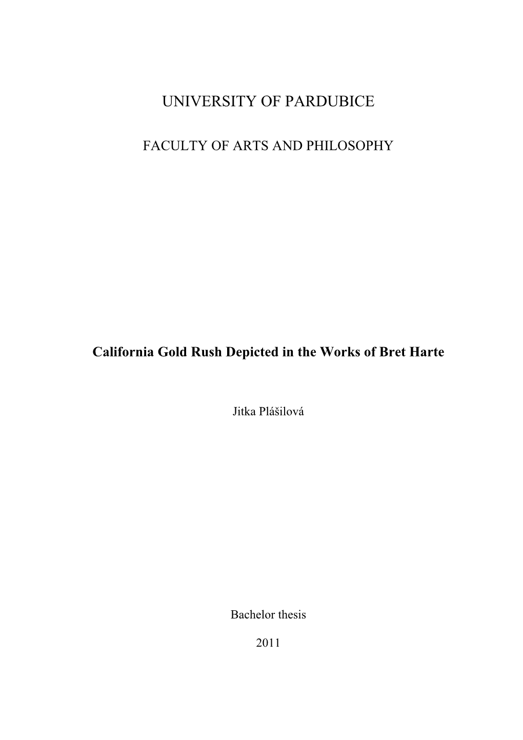 California Gold Rush Depicted in the Works of Bret Harte