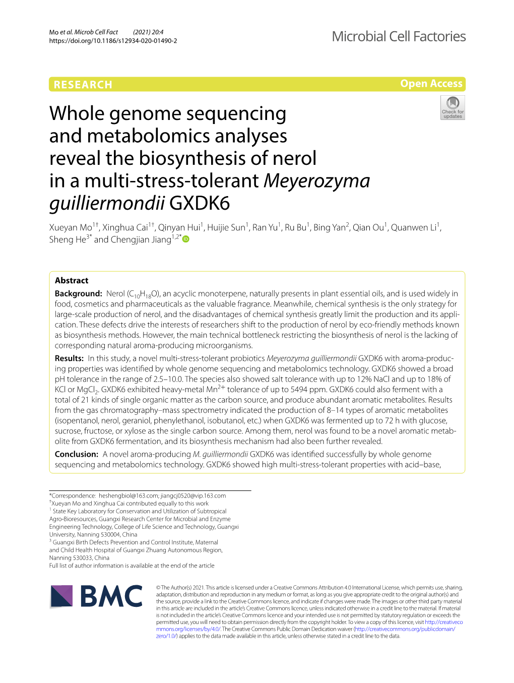 Whole Genome Sequencing and Metabolomics Analyses Reveal The