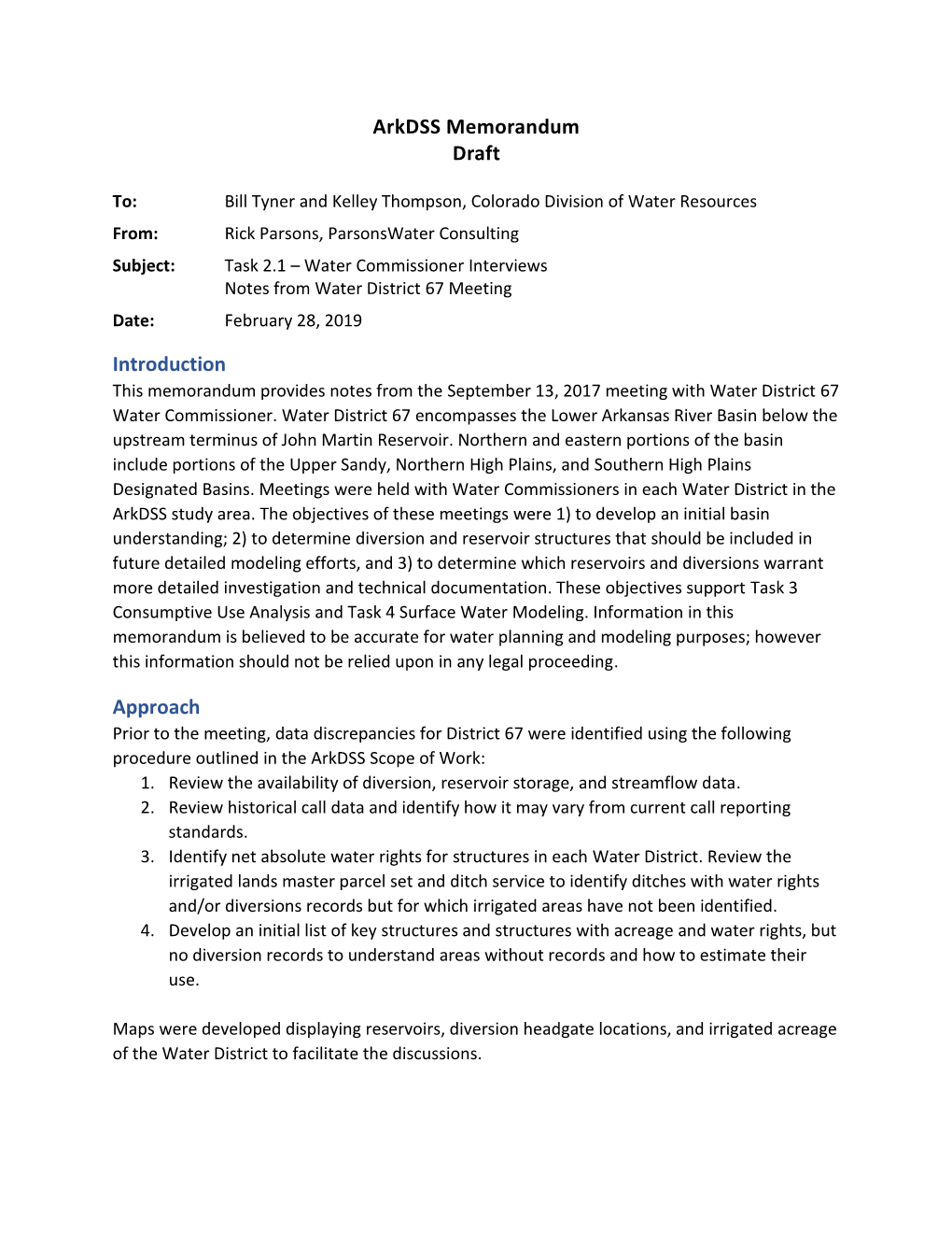 Water District 67 Meeting Date: February 28, 2019