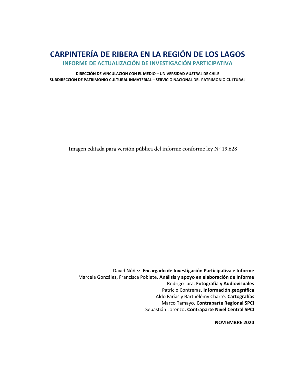 Carpintería De Ribera En La Región De Los Lagos Informe De Actualización De Investigación Participativa