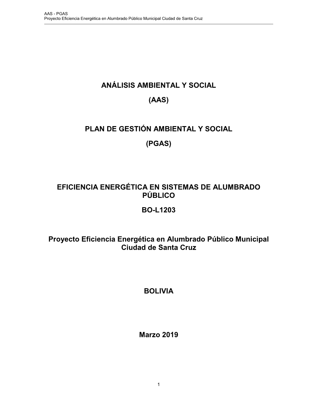 Análisis Ambiental Y Social (Aas) Plan De Gestión