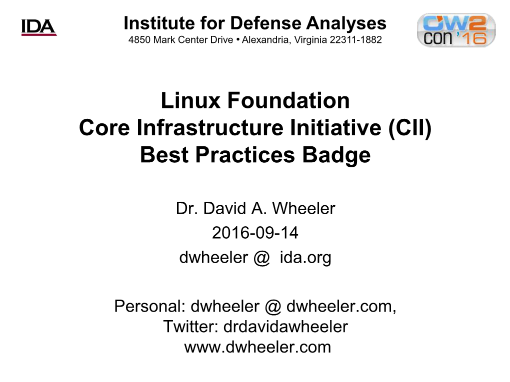 Linux Foundation Core Infrastructure Initiative (CII) Best Practices Badge