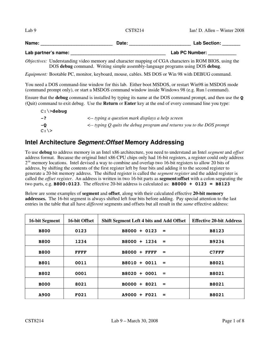 Intel Architecture Segment:Offset Memory Addressing