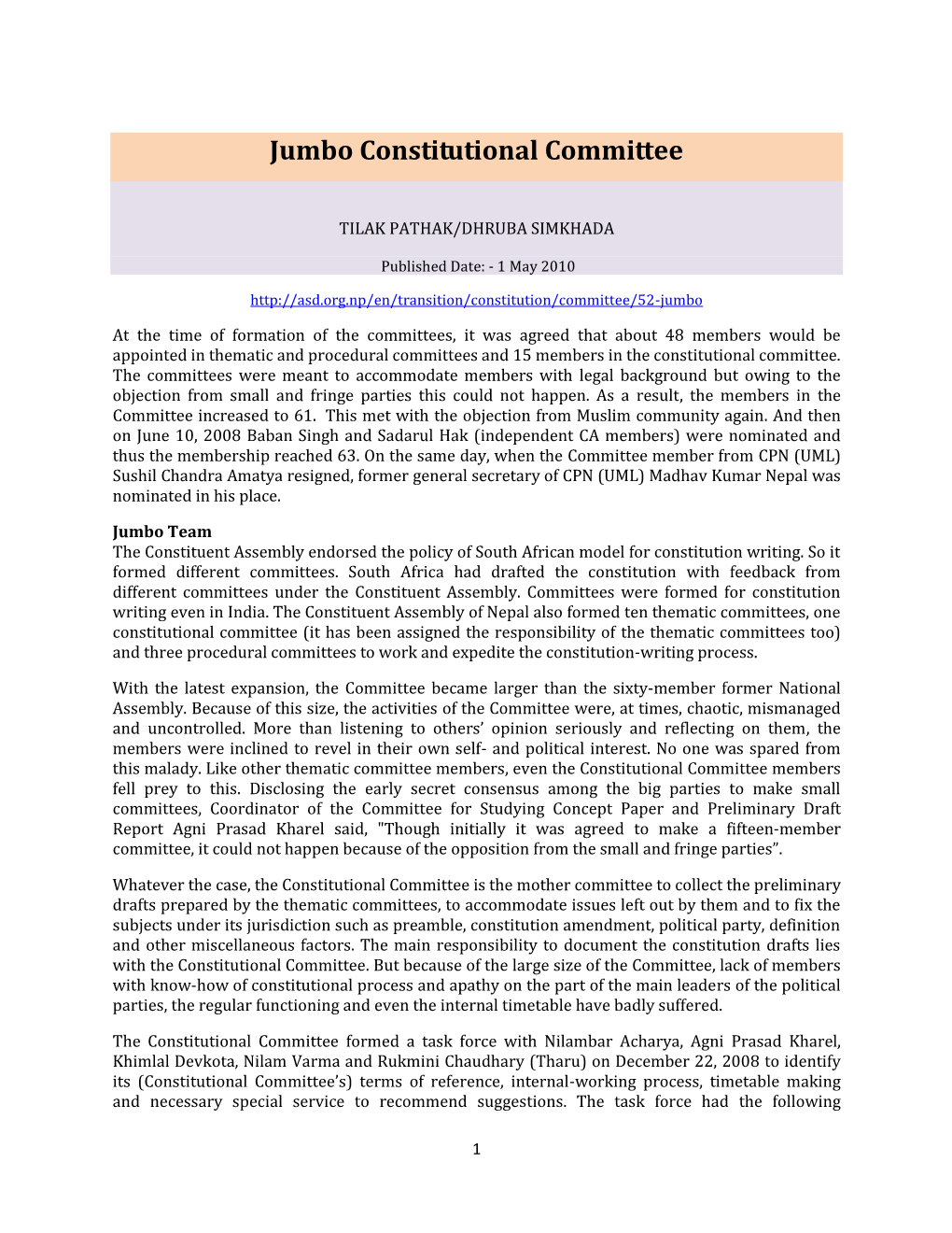 Jumbo Constitutional Committee