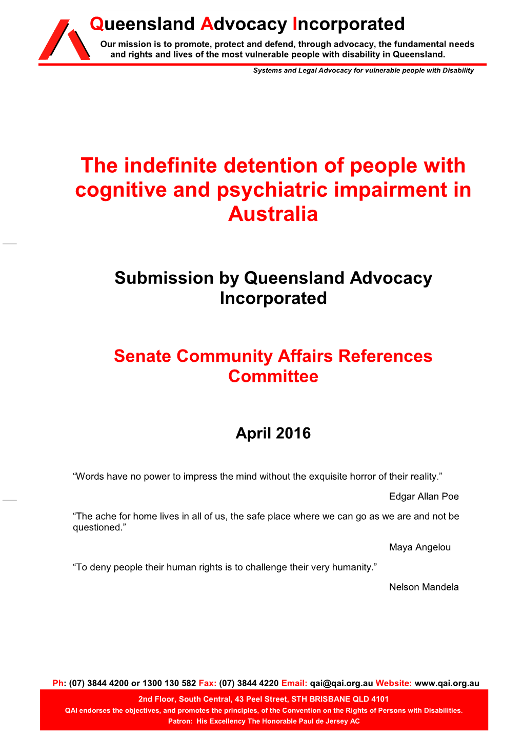 The Indefinite Detention of People with Cognitive and Psychiatric Impairment in Australia