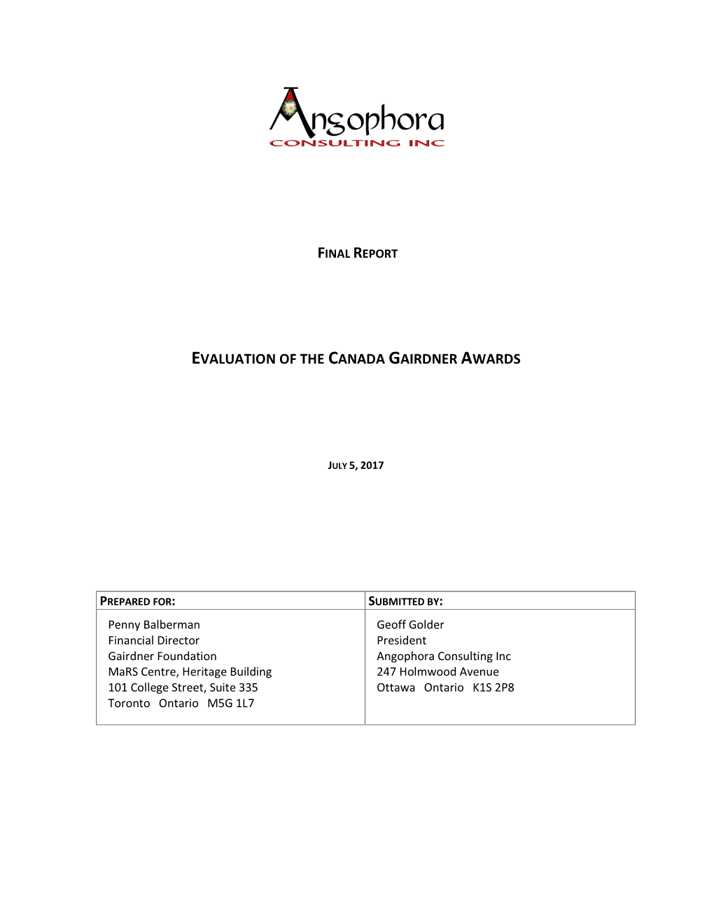 Evaluation of the Canada Gairdner Awards