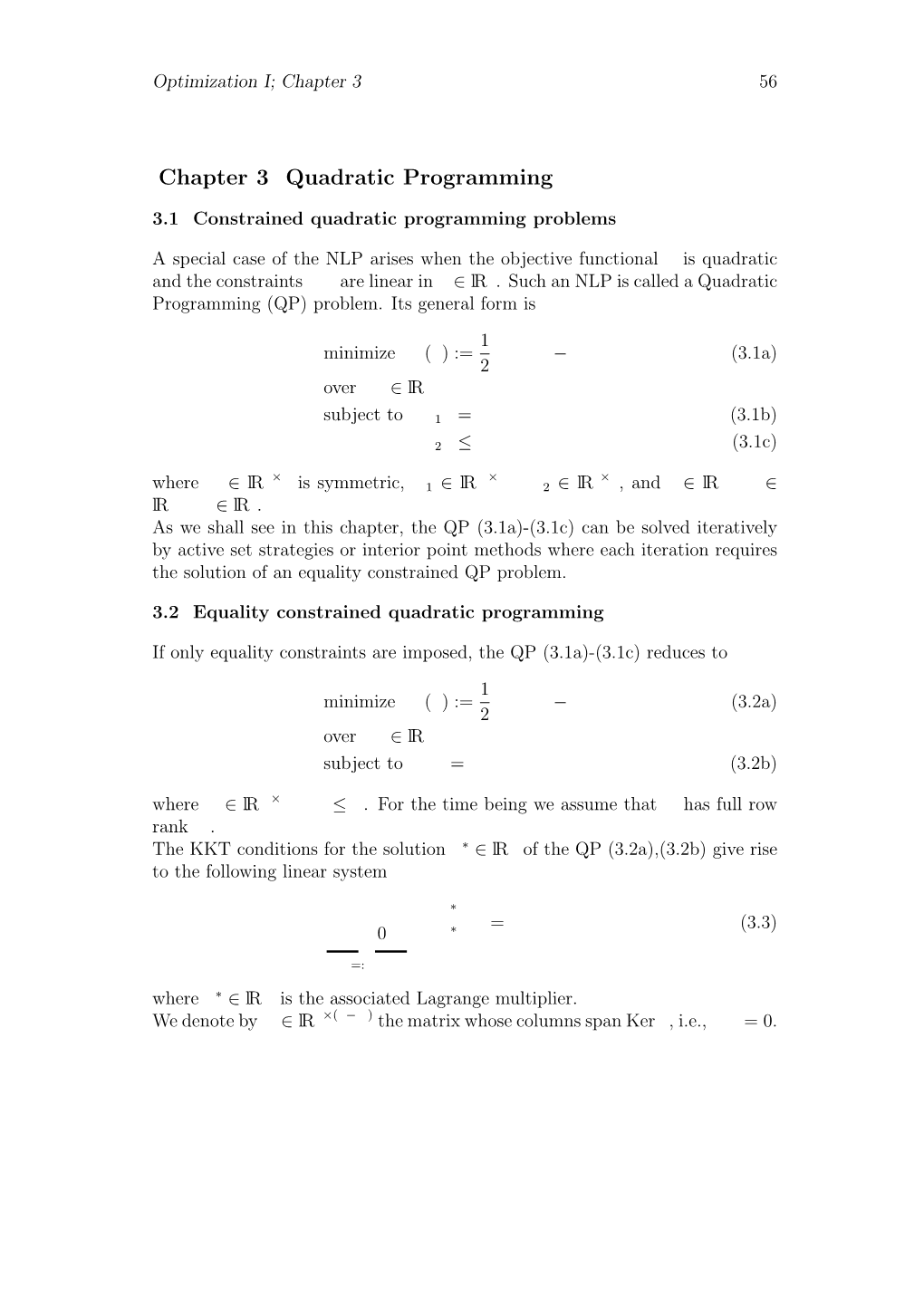 Chapter 3 Quadratic Programming