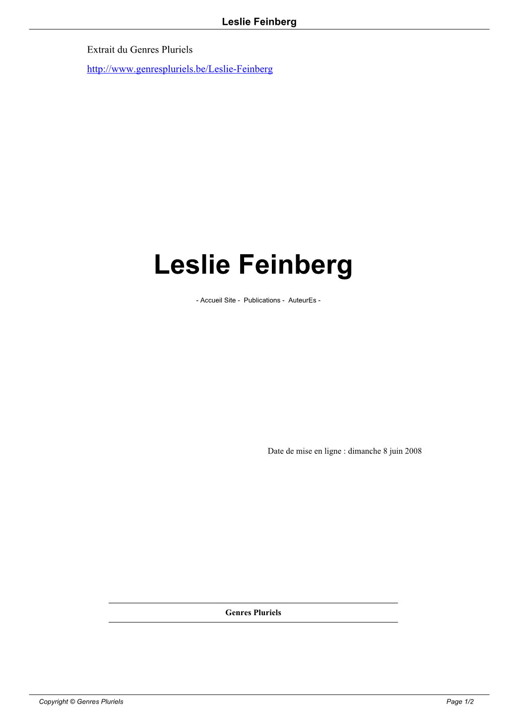Leslie Feinberg