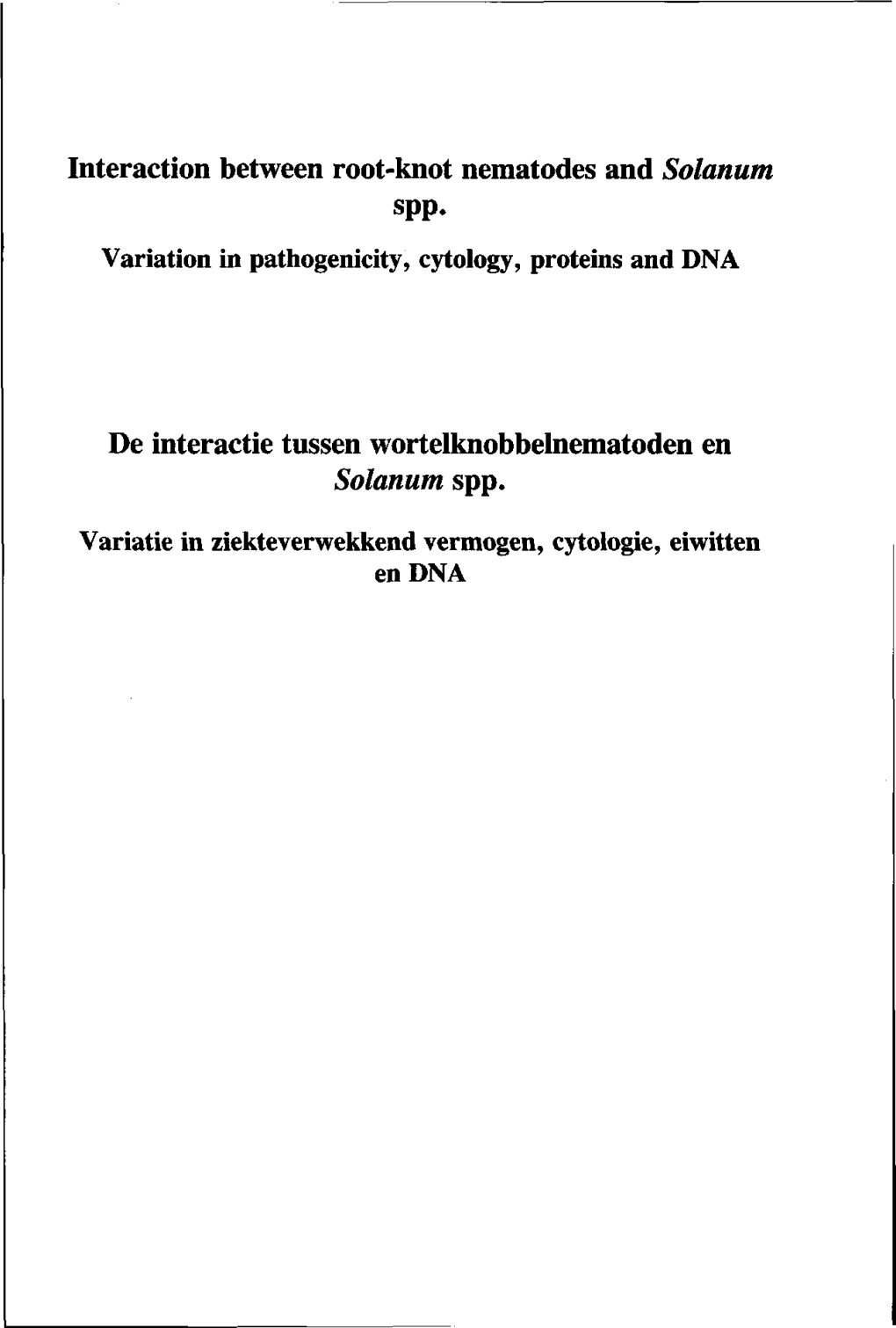 Interaction Between Root-Knot Nematodes Andsolanum Spp