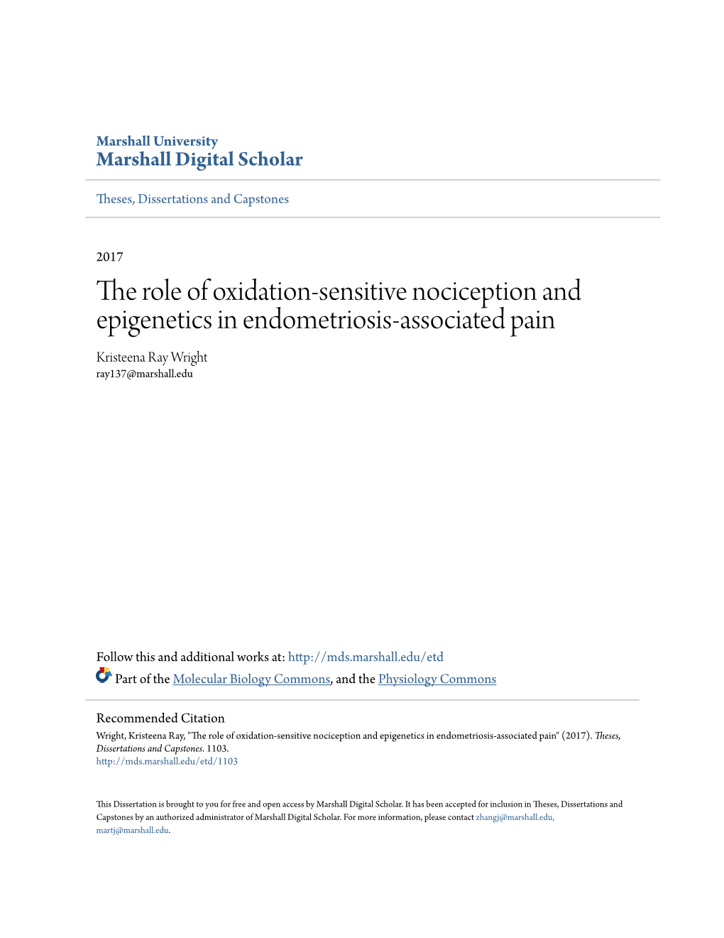 The Role of Oxidation-Sensitive Nociception and Epigenetics in Endometriosis-Associated Pain