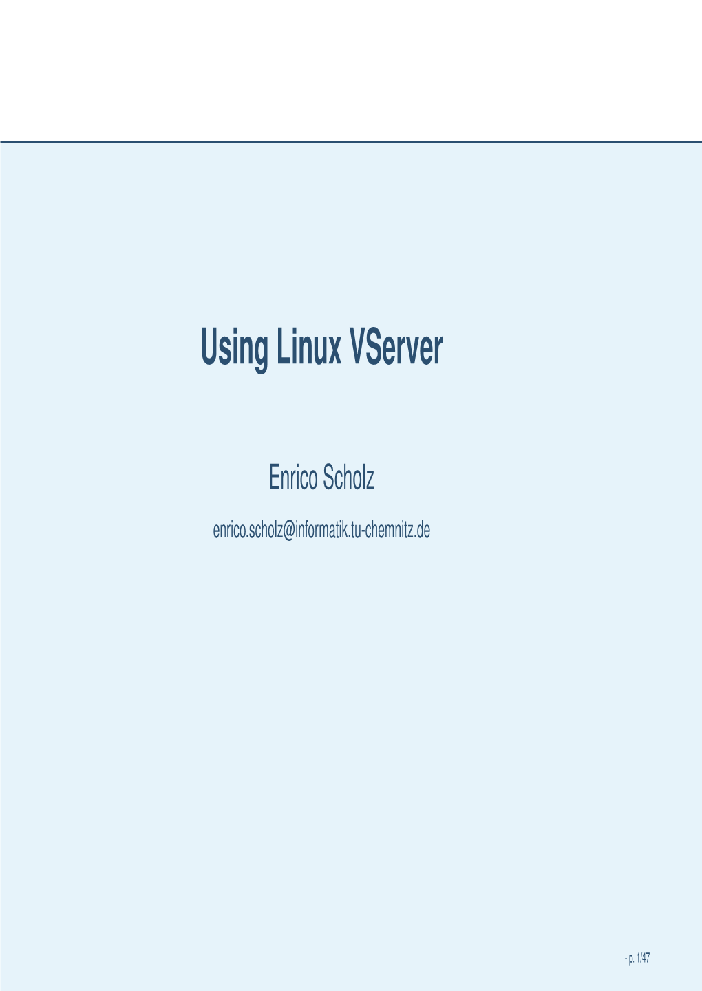 Using Linux Vserver