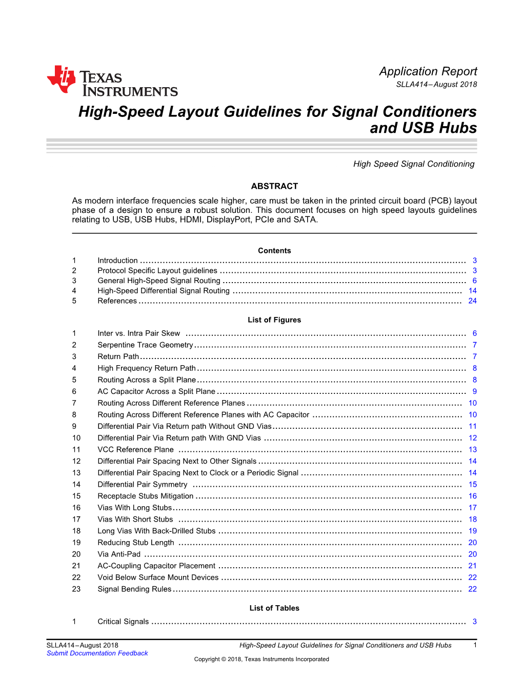 High-Speed Layout Guidelines for Signal Conditioners and USB Hubs