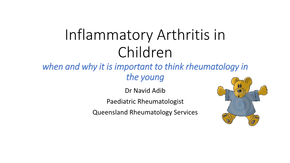 Inflammatory Arthritis in Children