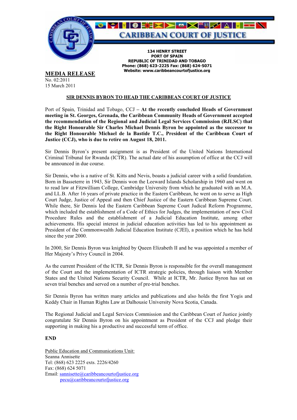 Media Release 02:2011