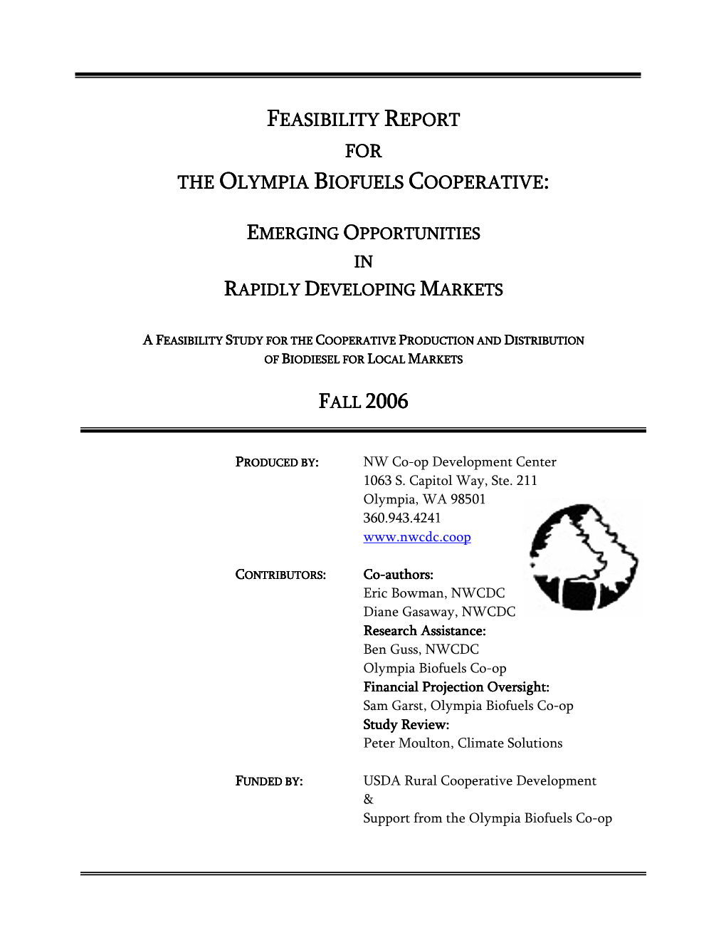 Feasibility Report for the Olympia Biofuels Cooperative