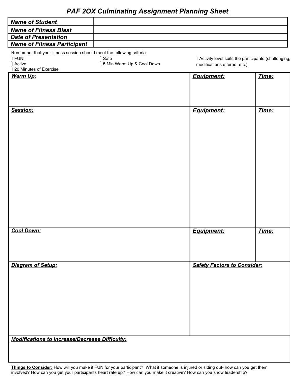 Gym Summative Leadership Plan