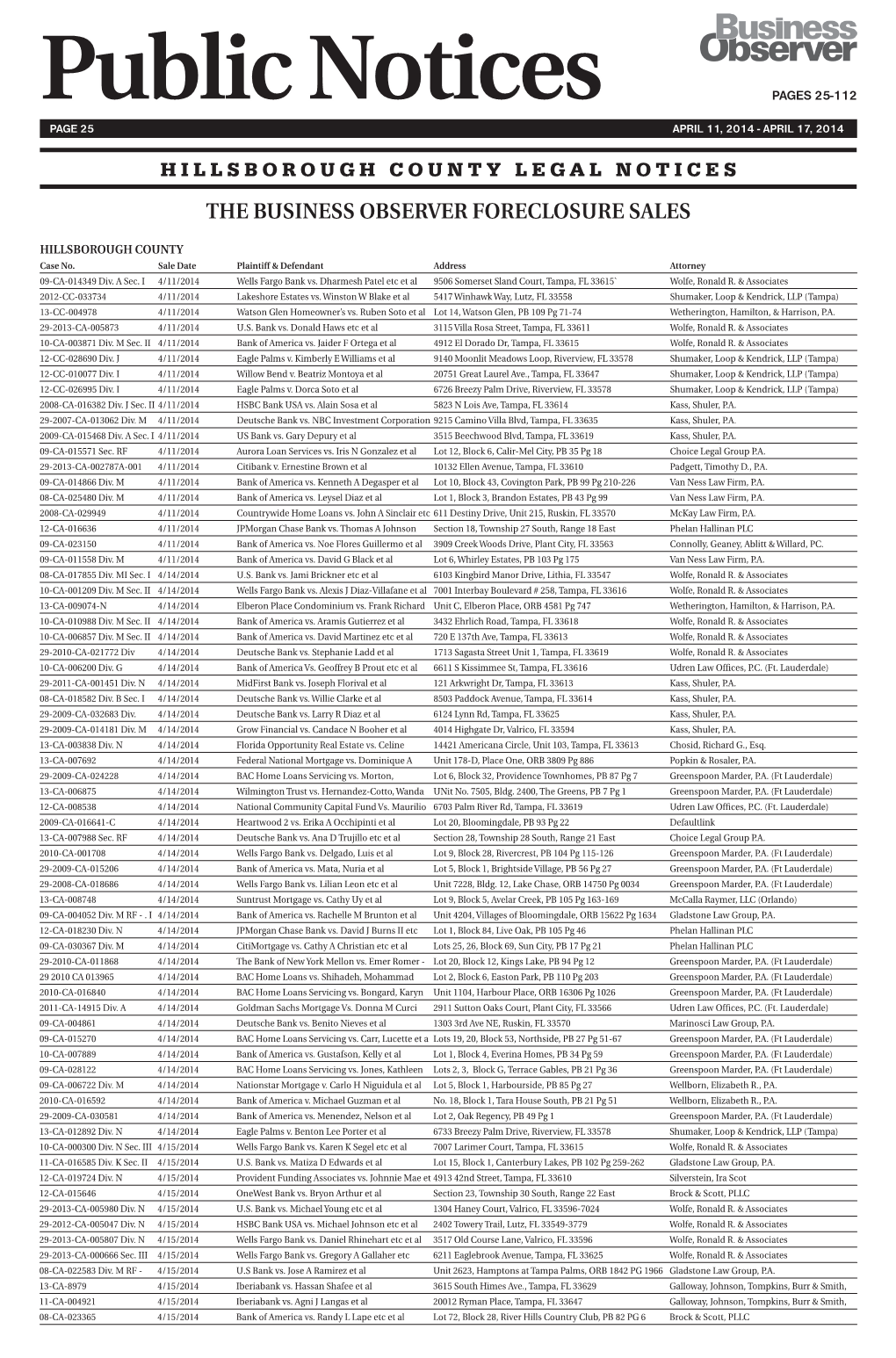 The Business Observer Foreclosure Sales