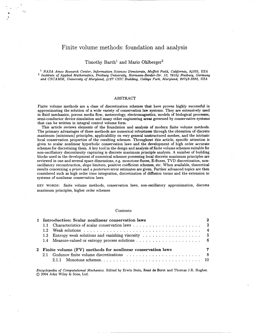 Finite Volume Met Hods: Foundation and Analysis