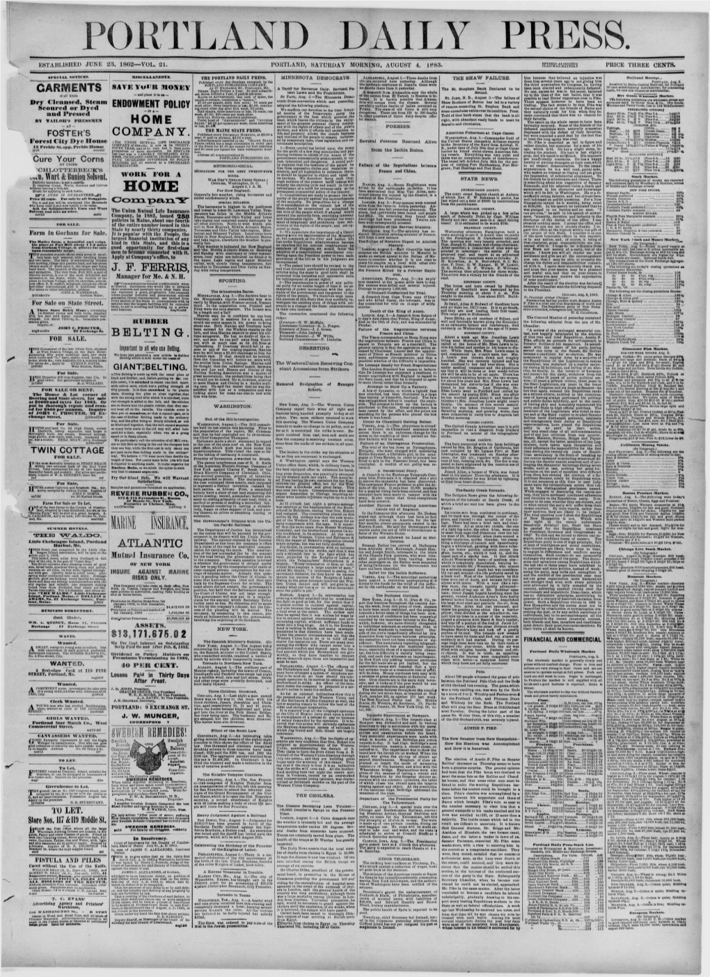 Portland Daily Press: August 04,1883